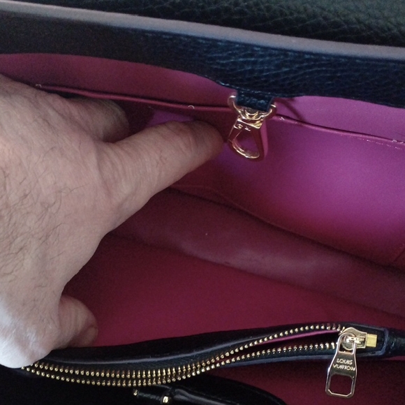 Louis Vuitton Black Leather Satchel with Gold Accents - Picture 4 of 8